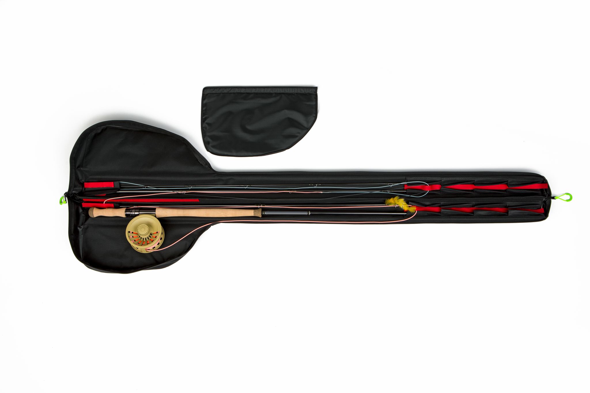 58" fly rod case open to show 4 piece spey rod